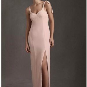 BHLDN Blush Pink Antonia Georgette Tie Shoulder Dress